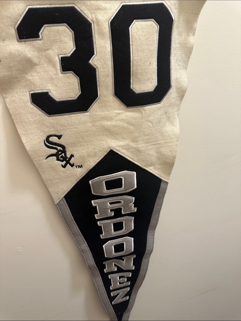Chicago White Sox #30 Vintage Banner - Black and Cream magglio ordonez